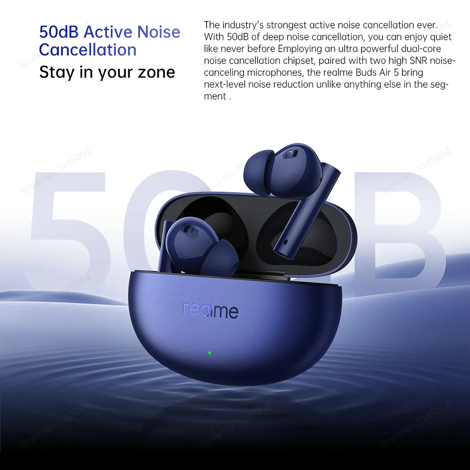 Global Version realme buds Air 5 50dB Active Noise CancellingTWS Earphone Wireless Headphone Bluetooth 5.3 38 Hour Battery