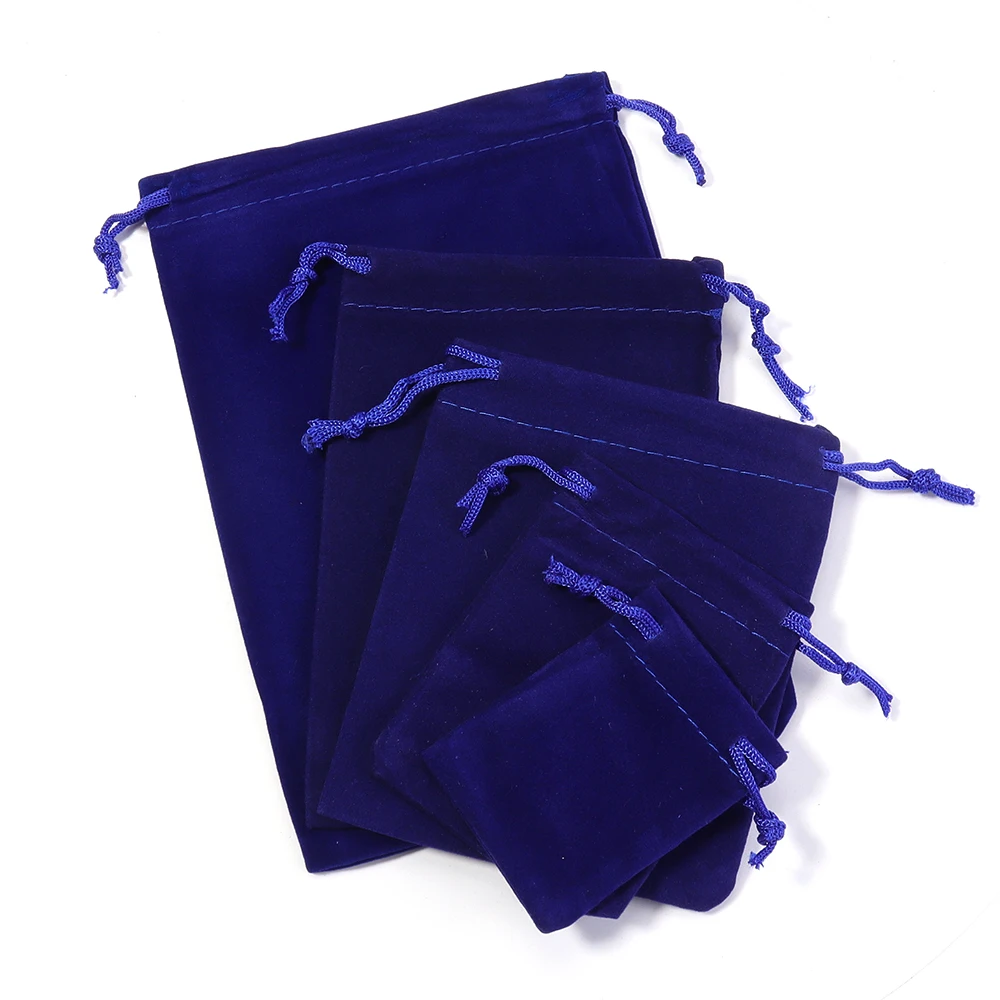 5-10pcs Sapphire Blue Soft Velvet Drawstring Bag Jewelry Pouch For Wedding Party Candy Gift Packaging Ornaments Storage Pocket