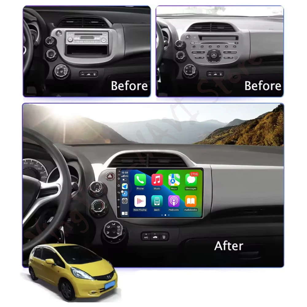 10 بوصة لهوندا صالح جاز 2007-2013 LHD راديو السيارة DSP Carplay الوسائط المتعددة مشغل فيديو راديو تلقائي لتحديد المواقع والملاحة ستيريو 4G Let