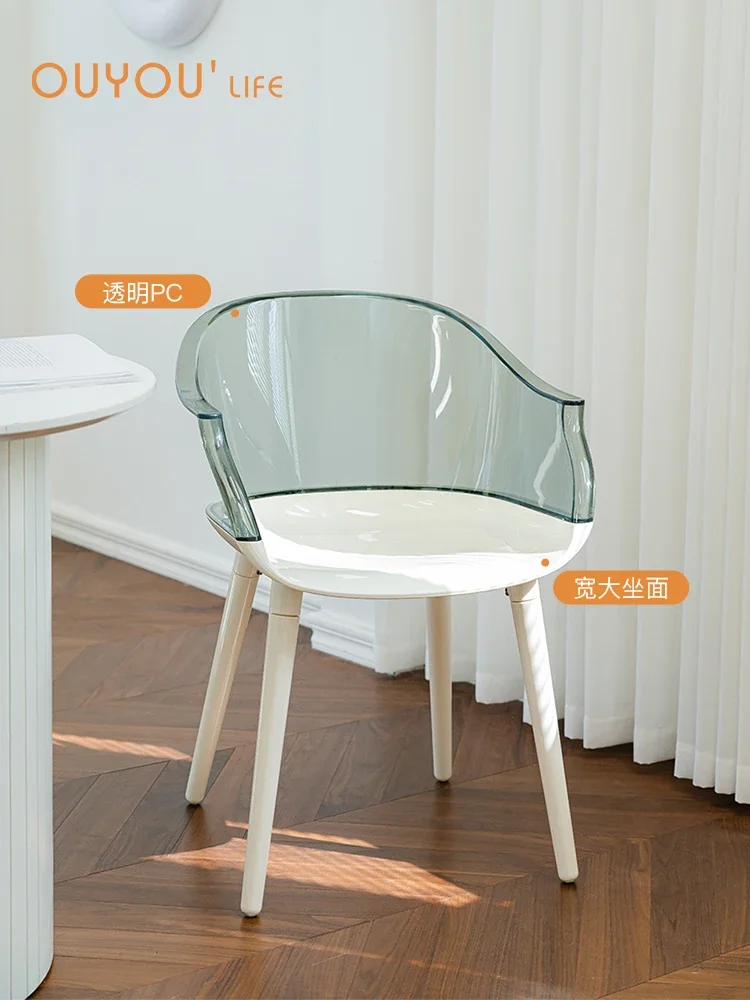 Nordic transparent chair, ghost chair, backrest chair, minimalist acrylic dining chair, leisure chair, creative plastic chair