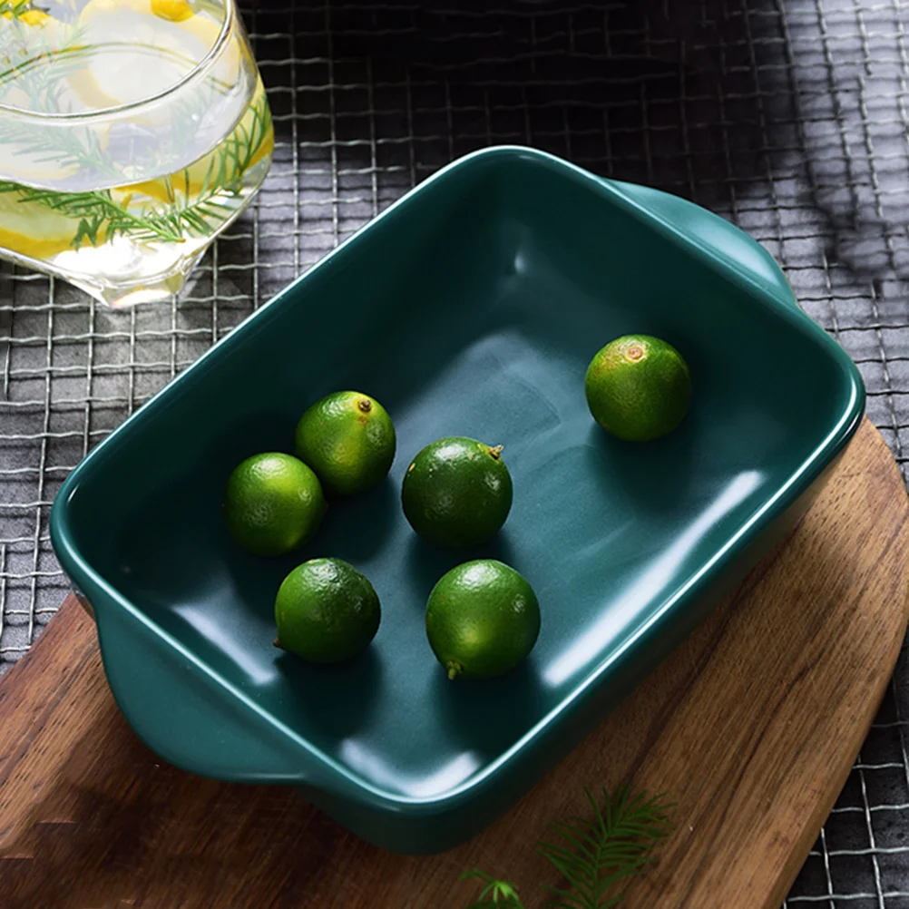 

Rectangular Ceramic Oven Cake Pan Non-Stick Baking Tray Binaural Handle Bakeware for Kitchen Baking Bbq Pan