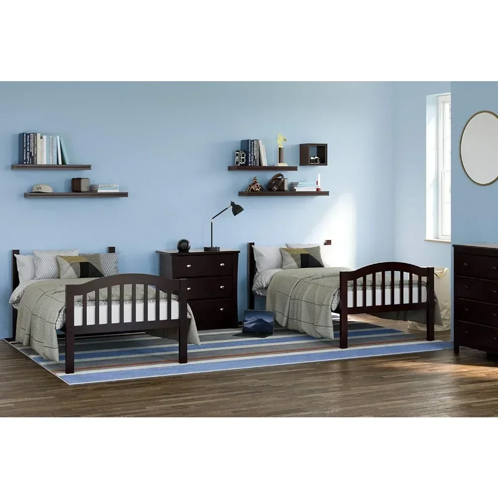 Twin-Over-Twin Bunk Bed Espresso Converts To 2 Individual Twin Beds, Getting Up and Down in Bed