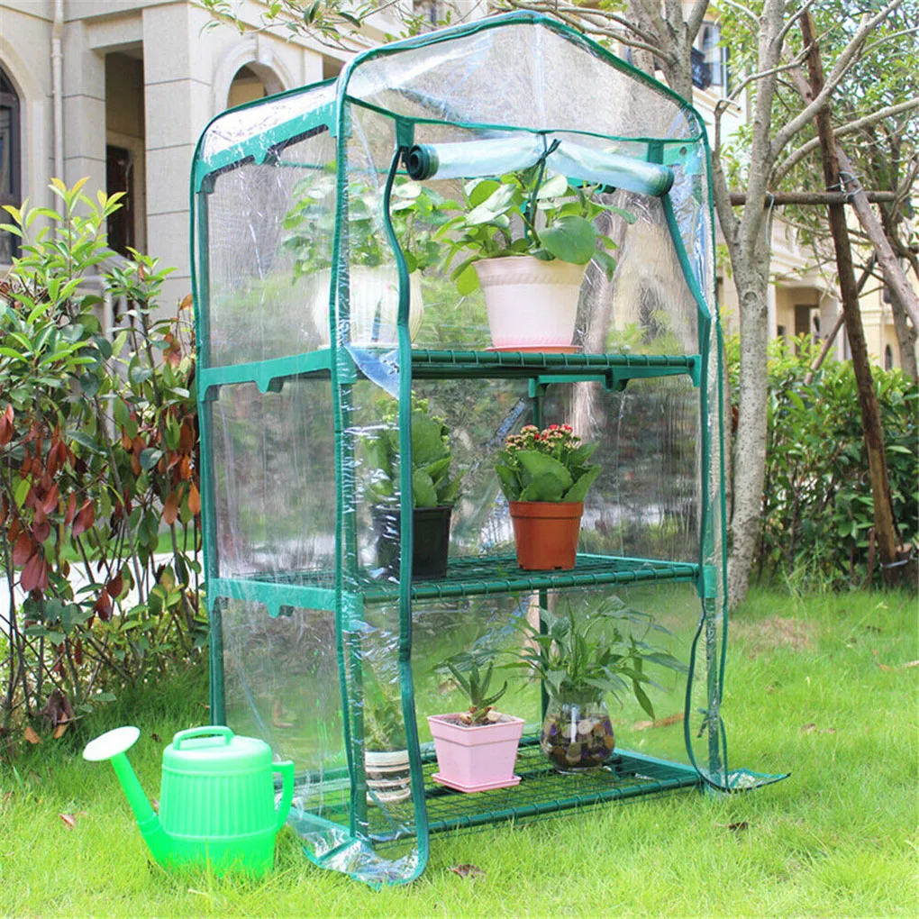 4-tier Garden Greenhouse Cover Transparent Heat Retaining Shield Protective Flower Growth Shields PVC Waterproof Cover