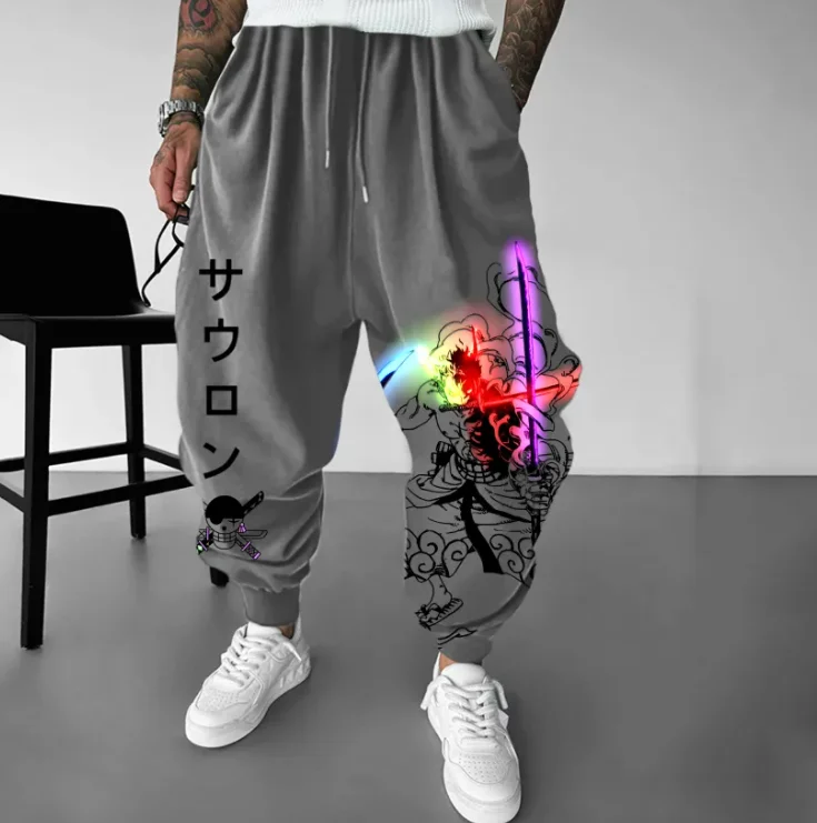 Długie spodnie z nadrukiem postaci z One Piece są wygodne i luźne. Długie spodnie z polaru na jesień i zimę są sportowe i codzienne.