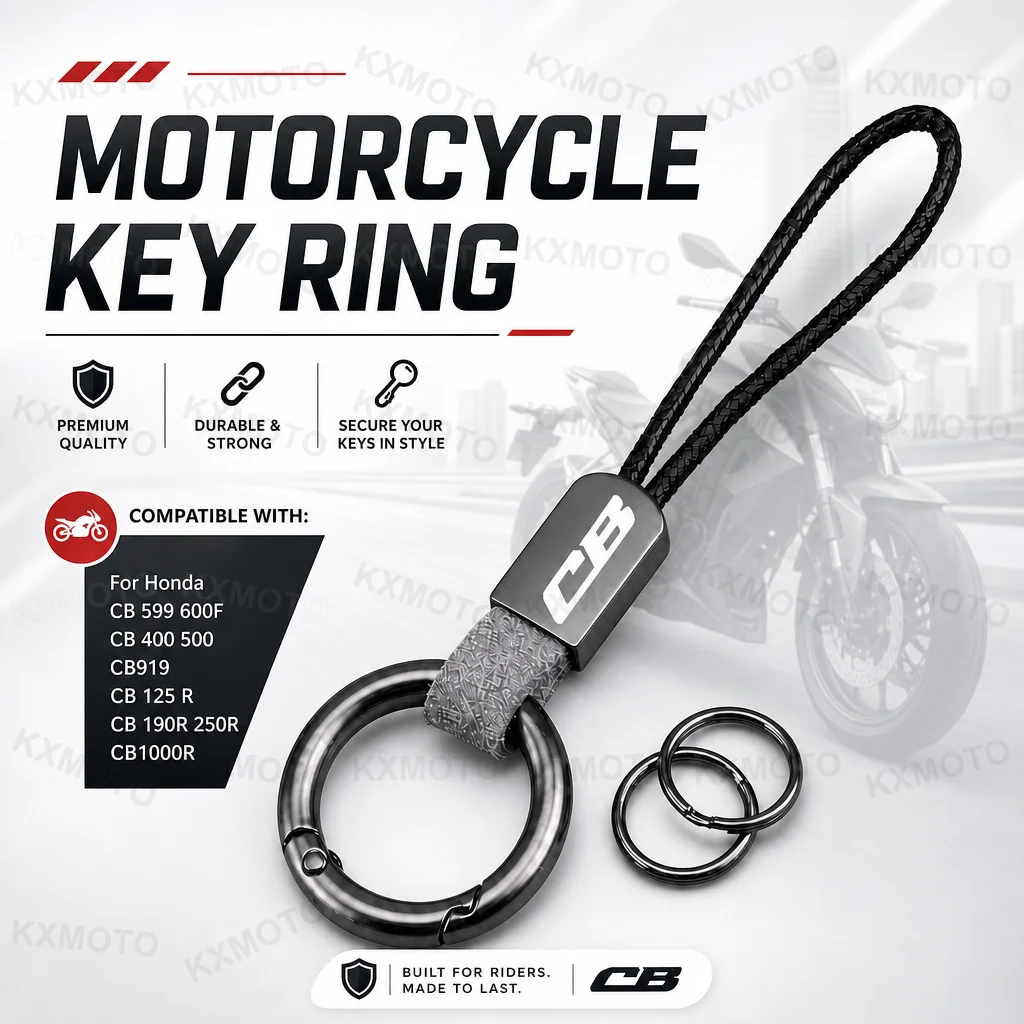 Para Honda CB 599 600F CB 400 500 CB919 CB 125 R CB 190R 250R CB1000R, llavero universal de microfibra con cuerda encerada de piel de vaca