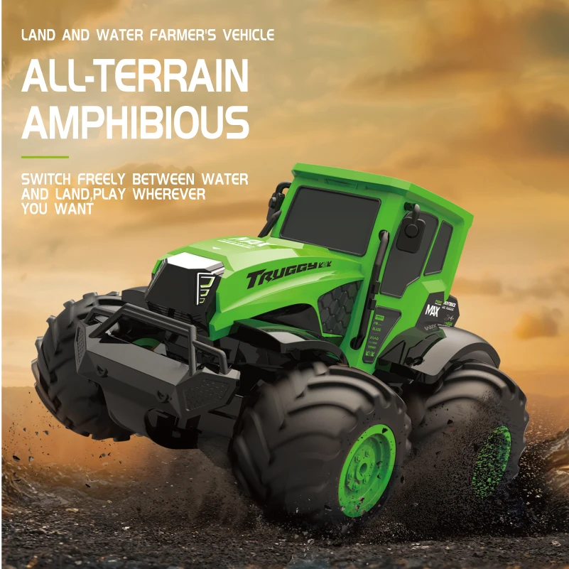 1:14 Scale Amphibious RC Car Full Proportional 4WD Off-road Climbing Farmer Truck Toy Kids Holiday Gift view 3