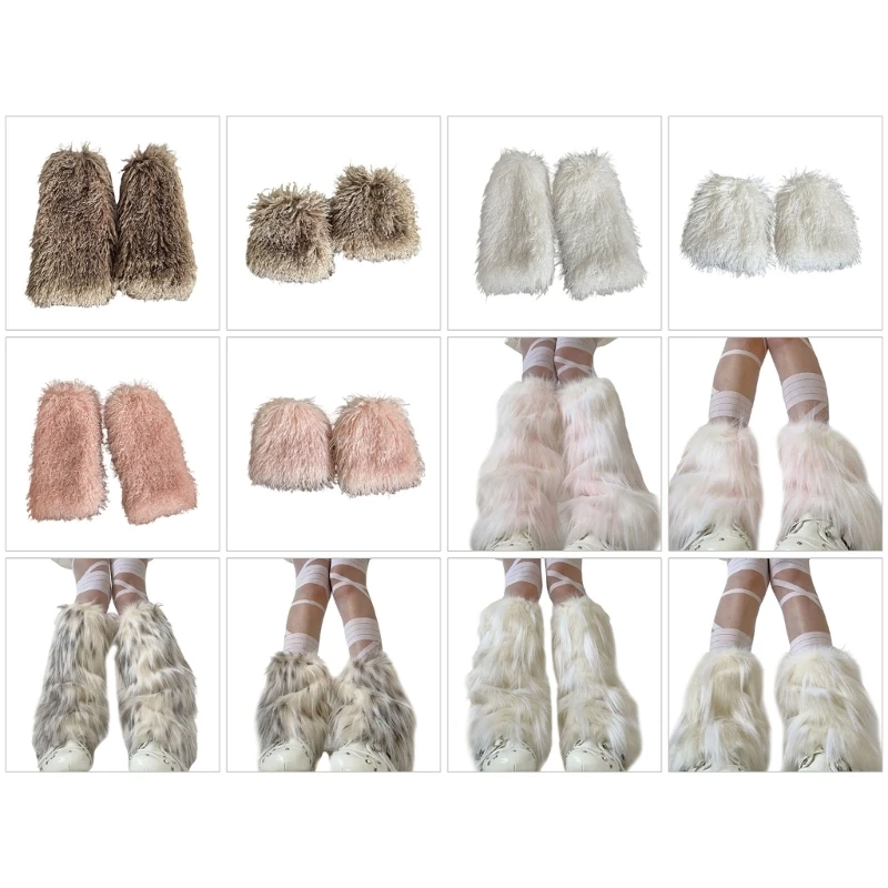 

Women's Soft Furry Leg Warmers Solid Color Thick Fuzzy Plush Boot Covers Footless Socks for Daily Wear and Themed Event