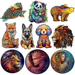 Charming Animal Shape Wooden Jigsaw Puzzle for Kids Adults Popular Challenging Parent-child Educational Toys Wooden DIY Crafts