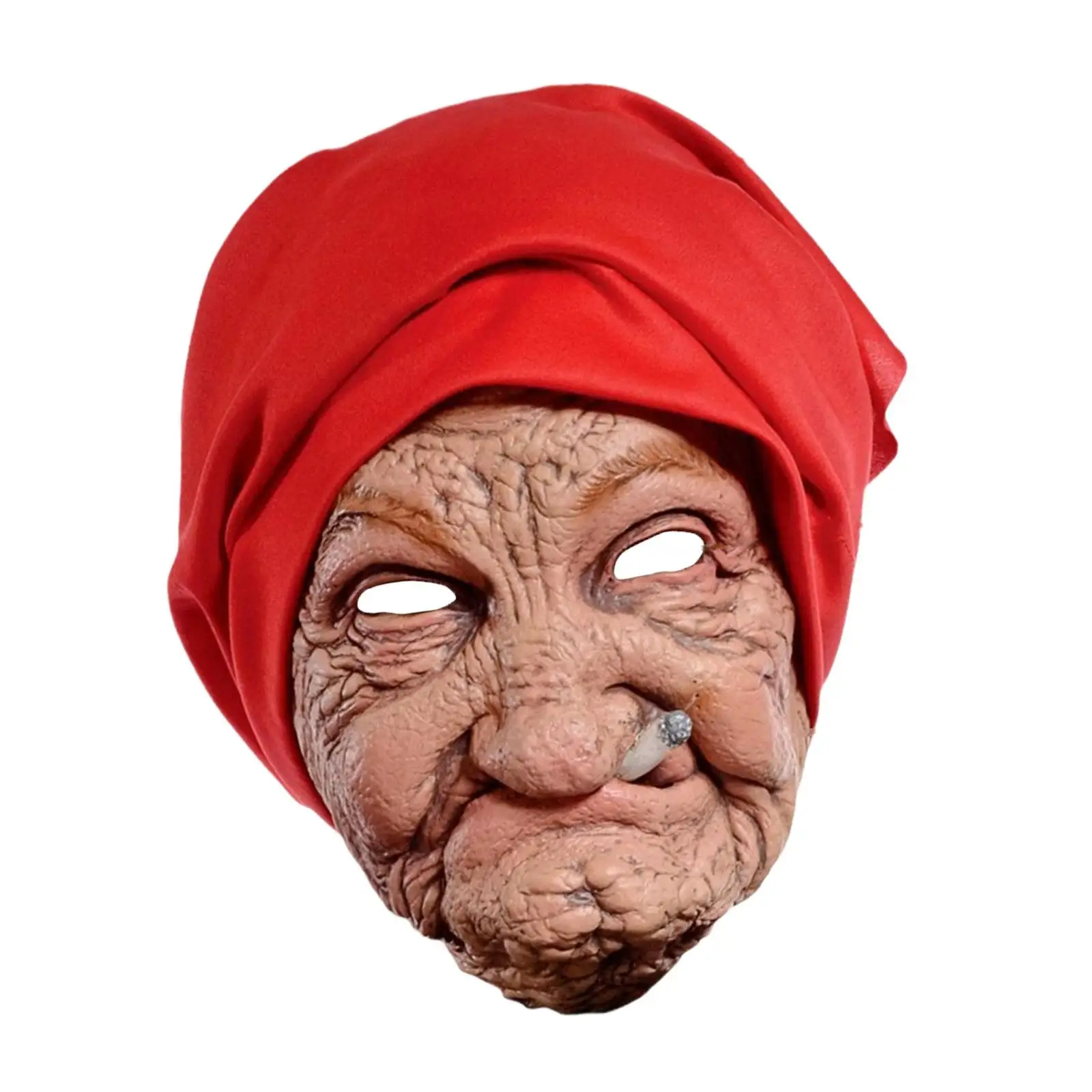 Máscara de cabeza de mujer mayor, vacaciones espeluznantes, juego de rol realista, accesorio de disfraz, vestido de lujo aterrador, fiestas temáticas, máscara de abuela de Halloween