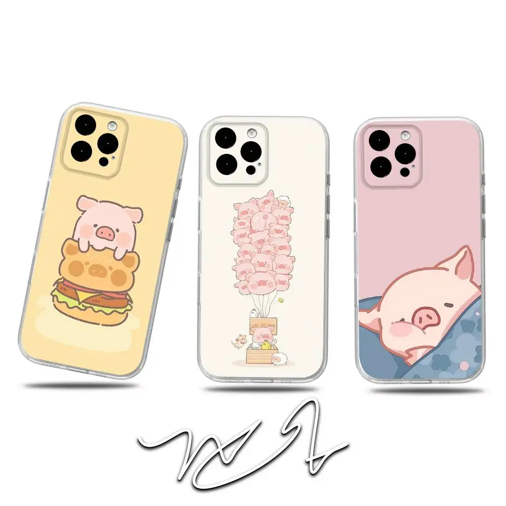 

C-Cartoon L-LuLu cute Pig Phone Case For iPhone 17,16,15,14,13,12,11 Pro,Max,Plus,X,XS,XR,SE4,E Mini Transparent Soft Cover