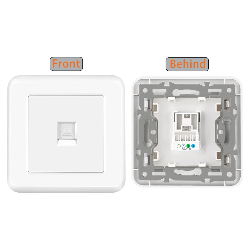 Prise de réseau murale avec panneau en plastique, CAT6, RJ45, données TV, double prise, téléphone, c