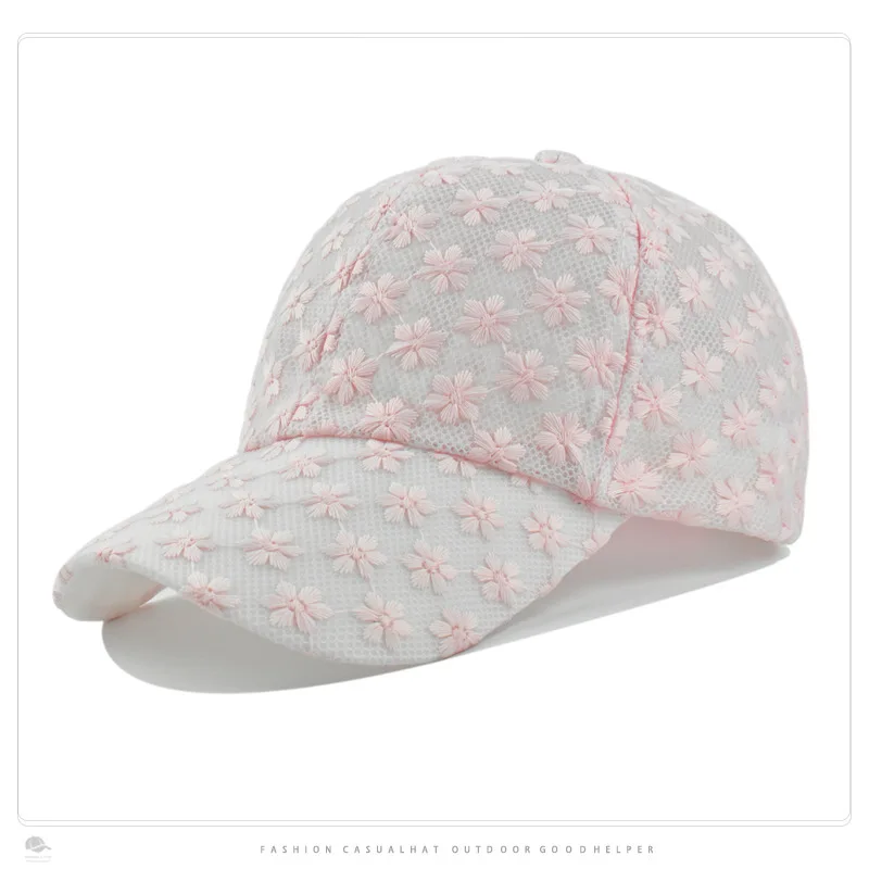 

Hat Women Summer Cover Face Sunscreen Sun Hats Lace Fashion Baseball Cap Casual Hollow Flower Duck Tongue Caps Golf Hats