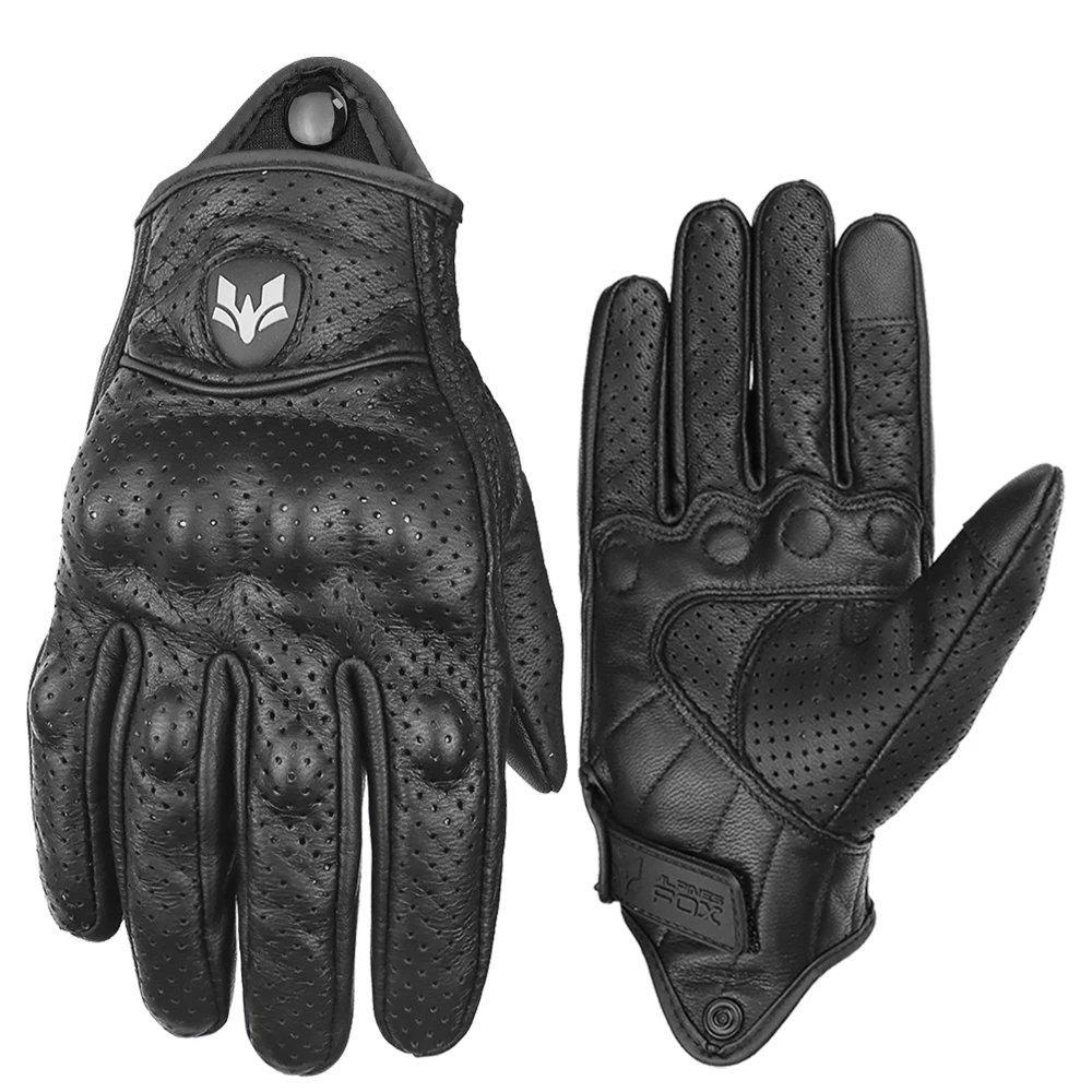 

Черные кожаные мотоциклетные перчатки в стиле ретро, винтажные мужские перчатки для гонок на мотоциклах, дышащие перчатки с сенсорным экраном, байкерские перчатки для мотокросса