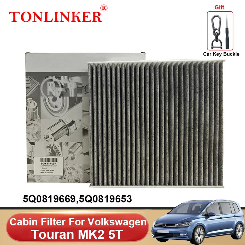 TONLINKER Cabin Filter 5Q0819669 For VW Volkswagen Touran 5T MK2 2015-2019 2020 2021 2022 2023 5Q0819653 Car Accessories Goods