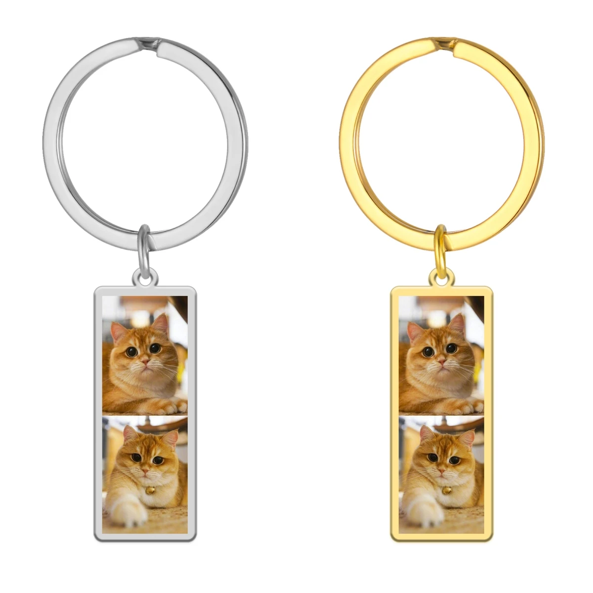 Personalized Double Side Photo Keychain Custom Picture Logo Name Key Chain Stainless Steel Keyring Pet Cat Dog ID Print Gift New