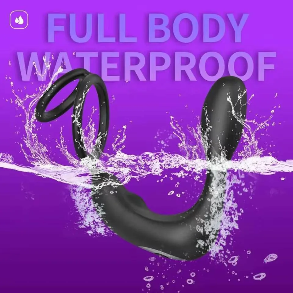 Wireless Remote Control Double Ring Lock Body-safe Silicone 12 Vibration Modes Prostate Massager Stimulator Dilator Butt Anal view 6