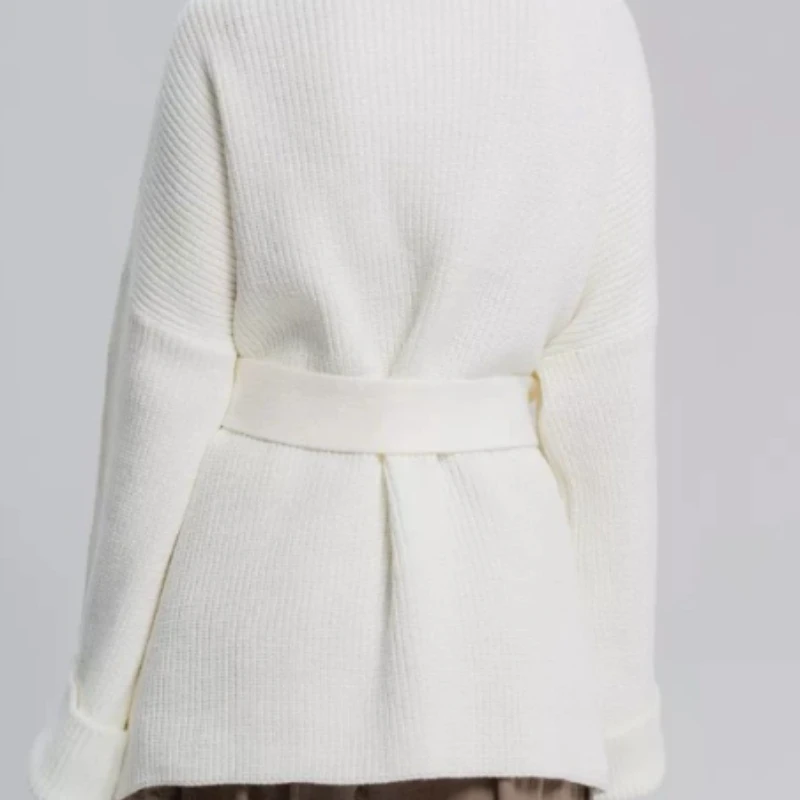 French Lace-Up Bathrobe Wind Sweater Women 2024 Autumn And Winter Lazy Wind Sweater Coat Long Cardigan Loose Sweater
