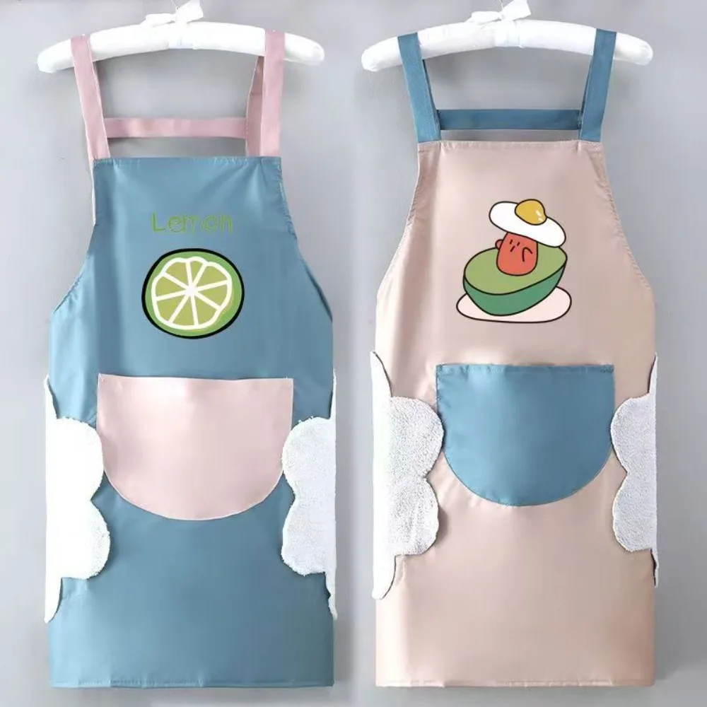 Niedliche Avocado-Print PVC Wasserdichte Schürze mit Tasche und Handtuchfunktion für Frauen, Ölbeständige Koch-, Back- und Hausarbeitsschürze