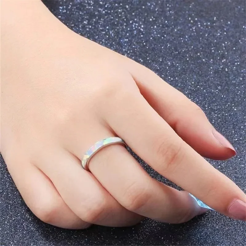 JLR-048 Fantastic natural white opal finger rings for women wedding anniversary jewelry fancy classic ring