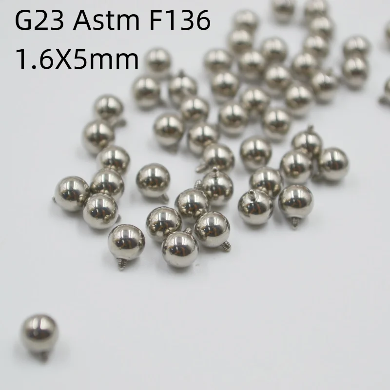 50pcs Body Jewelry - G23 Titanium Internal Thread Balls 1.2x3mm 1.6x5mm Tongue/Navel Replace Body Piercing Jewelry 14G