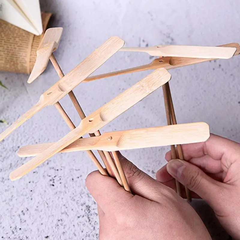 1Pc Wooden Bamboo Dragonfly Hand Push Flying Propeller outdoor Toy for Kids Birthday Party Favors