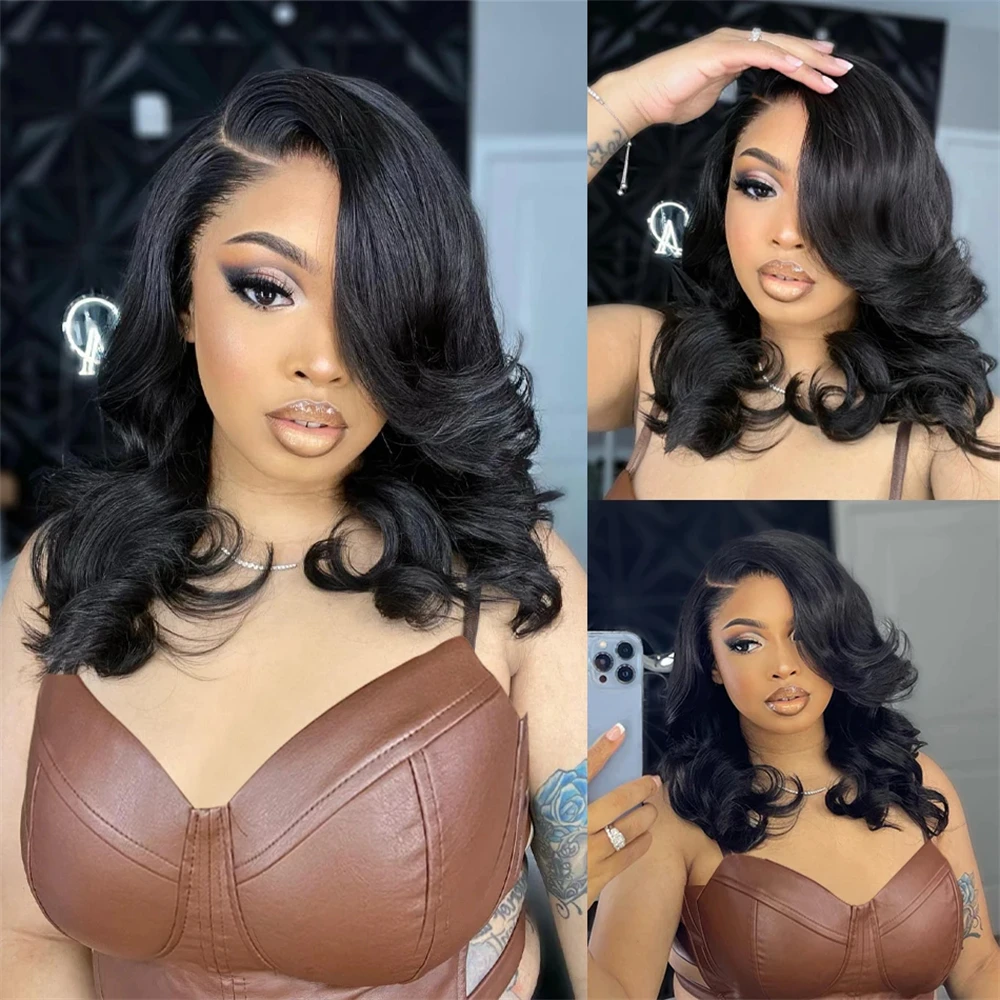 4X6 Lijmloze Human Hair Pruik Pre Geplukt 200 Dichtheid Body Wave Korte Bob Menselijk Haar Pruiken Kant Frontale Sluiting Pruik