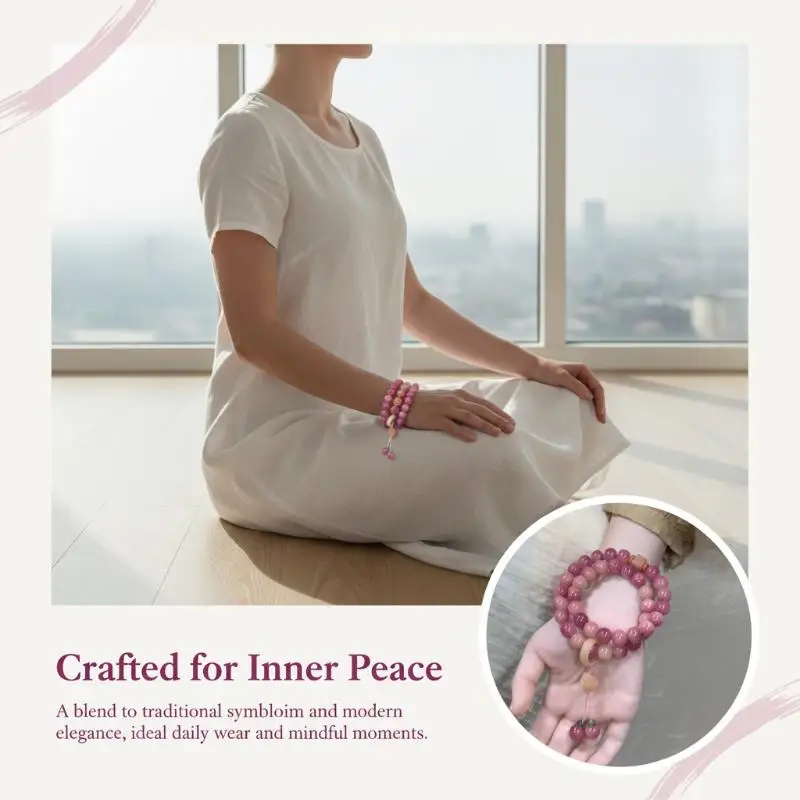 Chinese Purple Bodhi Women's Beaded Bracelet Double Circle Handheld Wrist Chain Boho Style for Outdoor Party Holiday Wear Gift