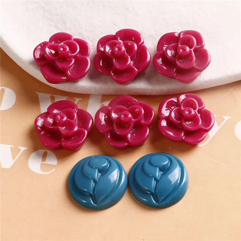 Newest 50pcs/lot color print cartoon flowers shape resin cabochon beads diy jewerly garment/hair accessory