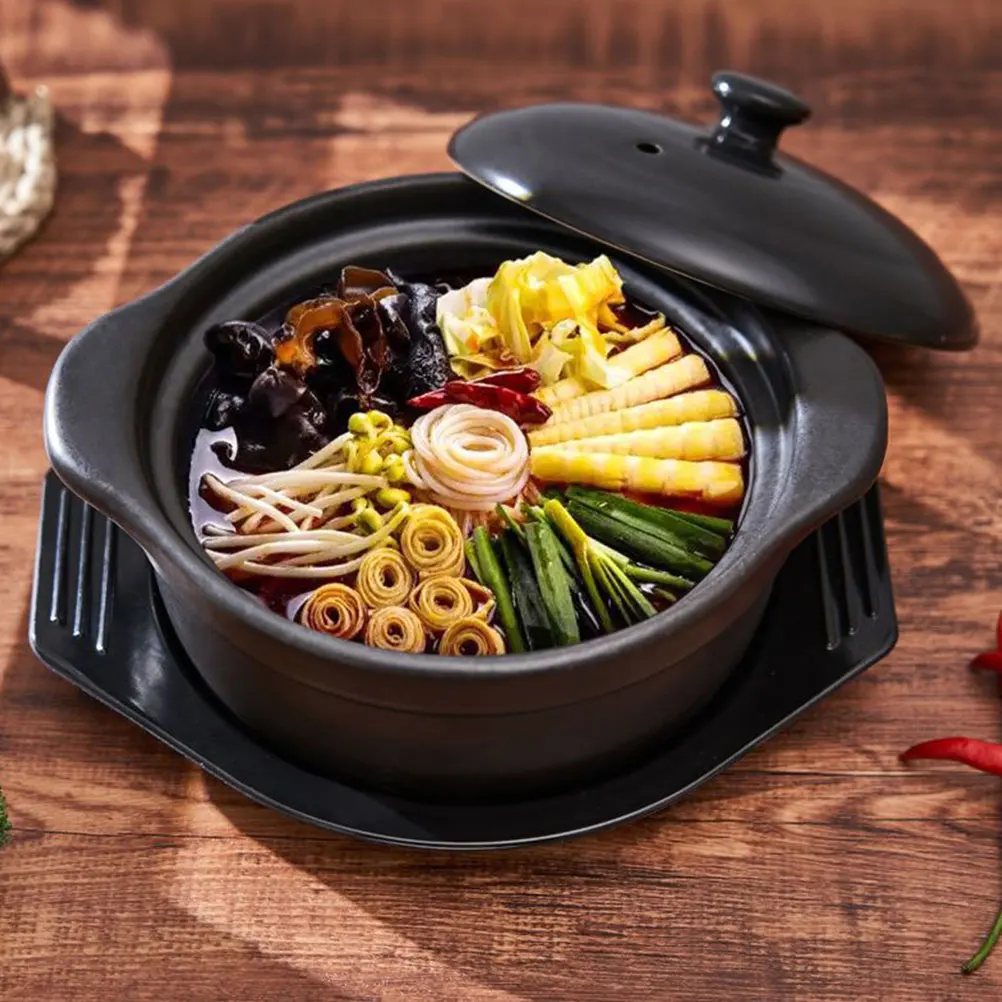 

Ceramic Casserole Pot High Temperature Resistant Stewing Pot with Double Handles Home Cooking Soup Kitchen Stockpot