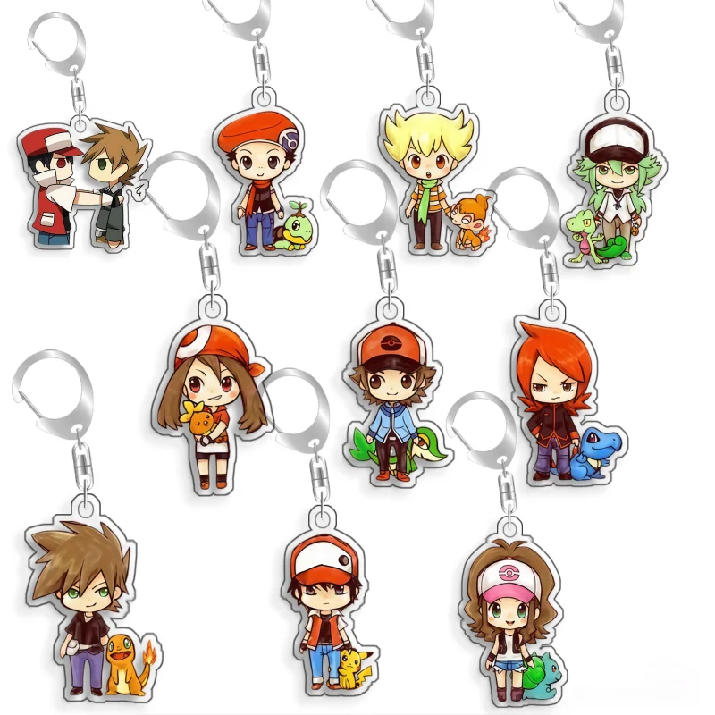 Llavero de acrílico con diseño de personajes de Pokémon (Elfo, Qikchu, Serena, Bianca, Blue May, Cheren, Harmonia), hecho a mano, estilo caricatura, anime, bonito, regalo, 5 cm