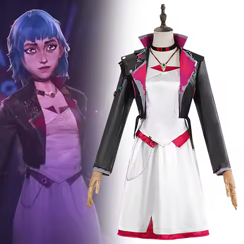 Arcane Jinx LOL Powder Wig Cosplay Costume for Women Girls Halloween Carnival Disguise Outfit Roleplay Suit Female Costume
