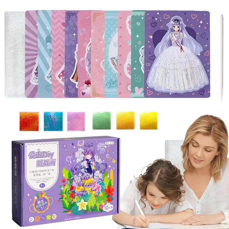 Princesa DIY Poke Kit de pintura para crianças, livro de adesivos dos sonhos das meninas, brinquedos Montessori infantis, feitos à mão, cutucar