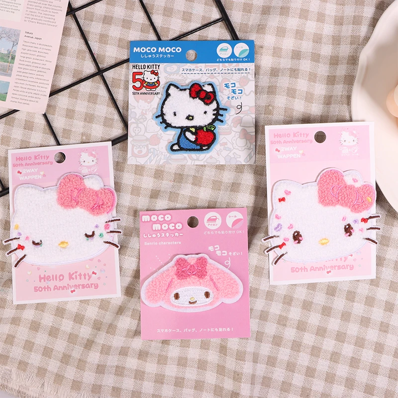 

Kawaii Sanrio Embroidery Cloth Sticker Cartoon Melody Hello Kitty My Melody Sticker DIY Phone Stickers Phone Decoration Patches