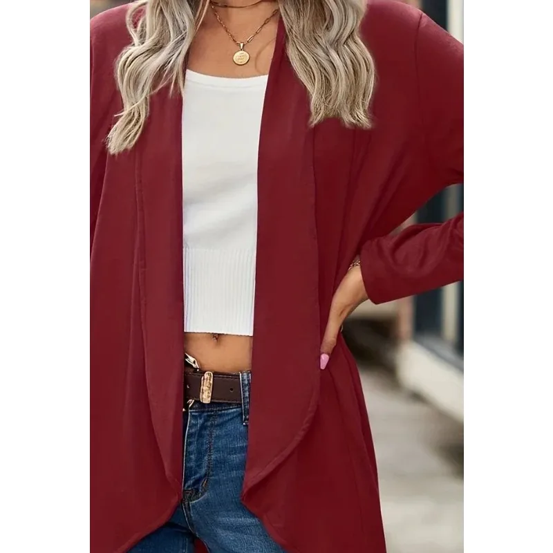 حجم كبير 1XL-5XL جديد المرأة ربيع الخريف بلون جديد الموضة ومزاجه سترة فضفاضة بأكمام طويلة
