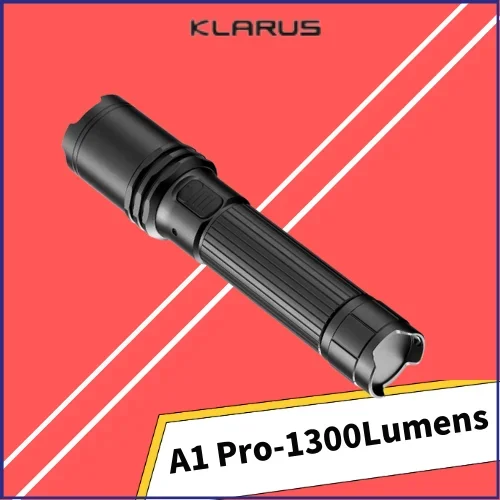 Klarus A1 Pro 1300Lumens Type-C Rechargeable LED Flashlight 280M Beam Distance Tactical Troch With 18650 2600mAh Battery