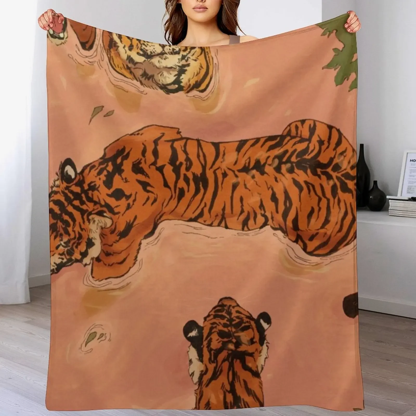 

Tiger Beach Throw Blanket Large Stuffeds Flannels Cute Blankets