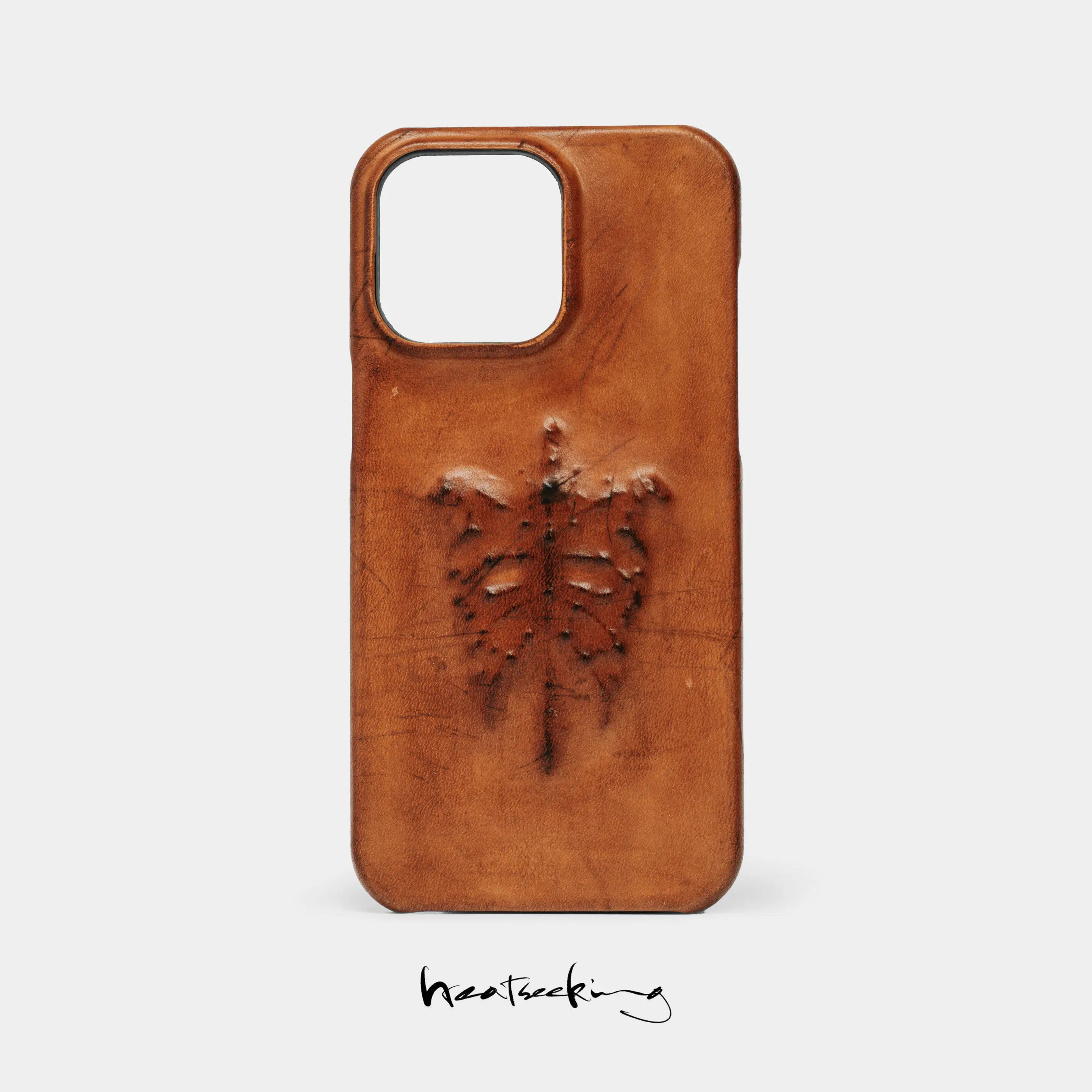 

For iPhone 17 16 15 14 13 12 Pro Max 17Air 13 12 mini Skeletal Aesthetics Sculpted Dark-themed Handmade Waxed Cowhide Phone Case