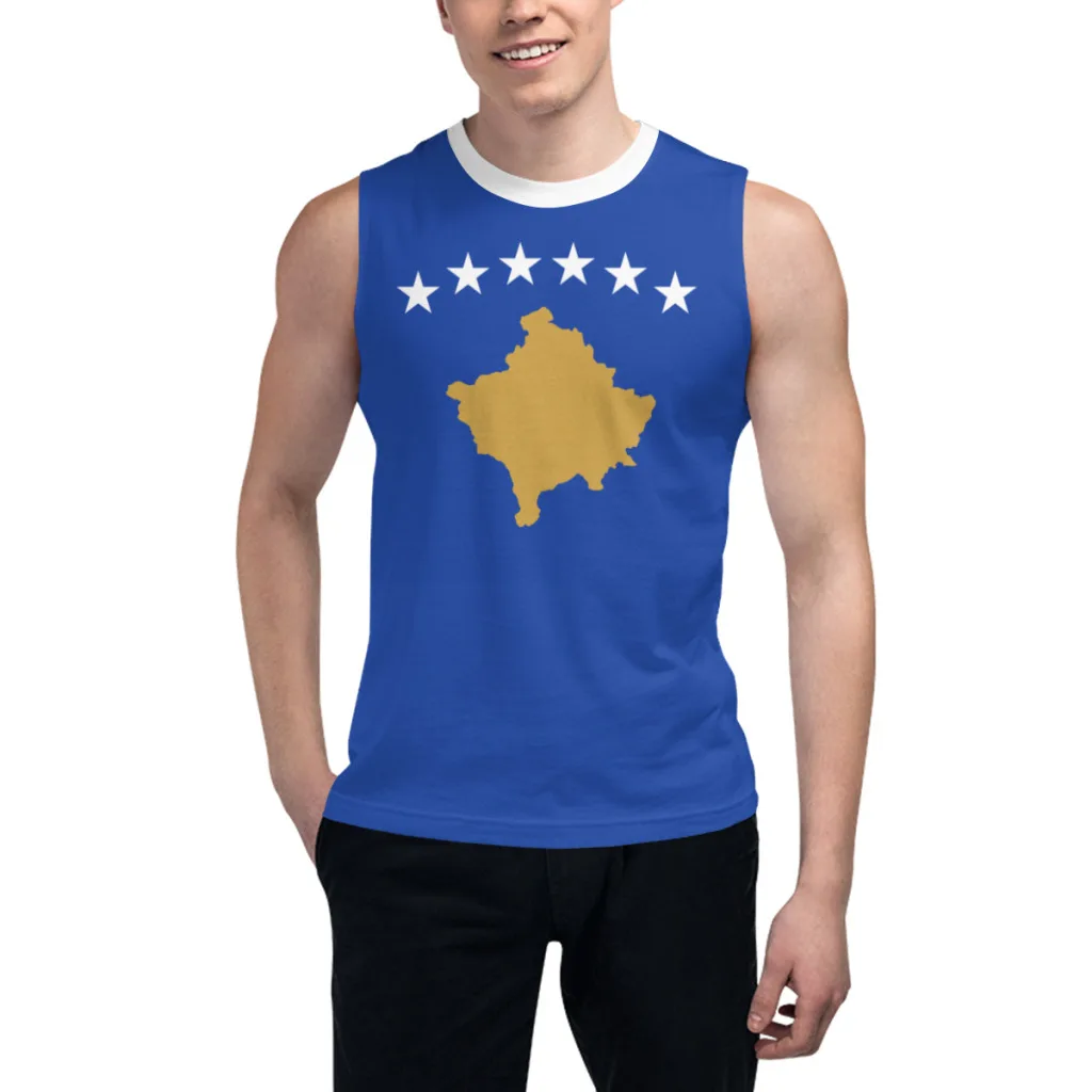 Sleeveless T-shirt Kosovo Flag 3D Men's Boys Tshirt Gyms Tank Tops Fitness Joggers Basketball Training Vest