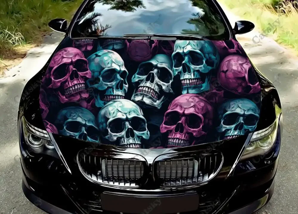 Skeleton Horror Skull Car Hood Vinyl Stickers Wrap Vinyl Film Engine Cover Decals Sticker on Car Auto Accessories