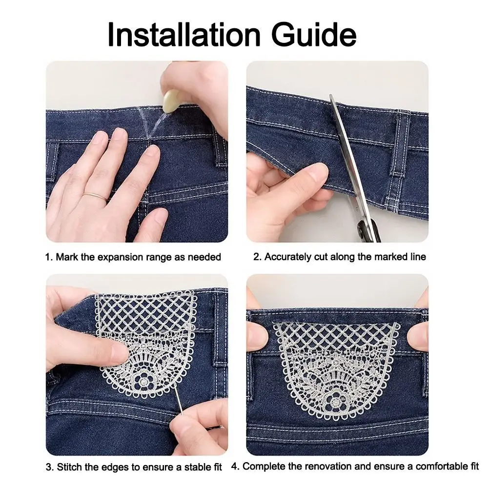 4Pcs Cotton Jeans Waist Expander Adjustment Maternity Waist Expanders Hollow Lacework Waistband Extension Patch