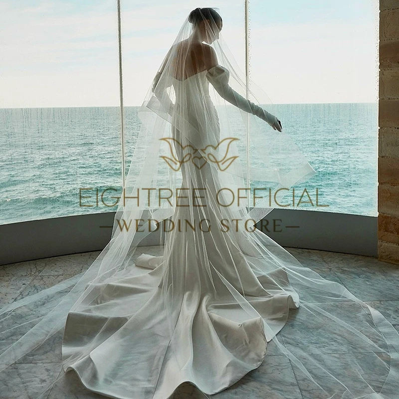 Eightree-vestidos de novia de sirena blanca, escote en forma de corazón, sin mangas, cola de barrido, vestido de novia largo de noche, vestido de fiesta de boda personalizado