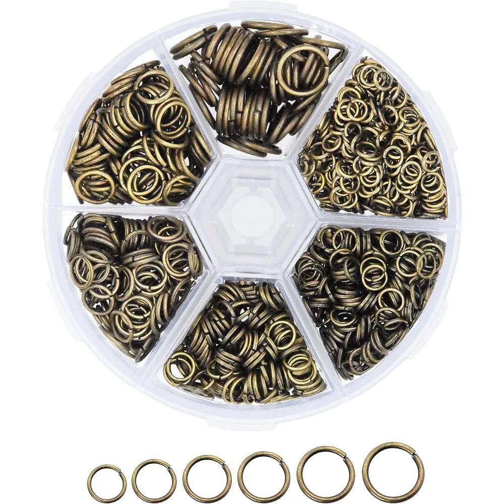 900Pcs Antique Brass 4-10mm Open O Rings Metal Connectors DIY Jewelry Findings for Necklace Earring Making Accessories
