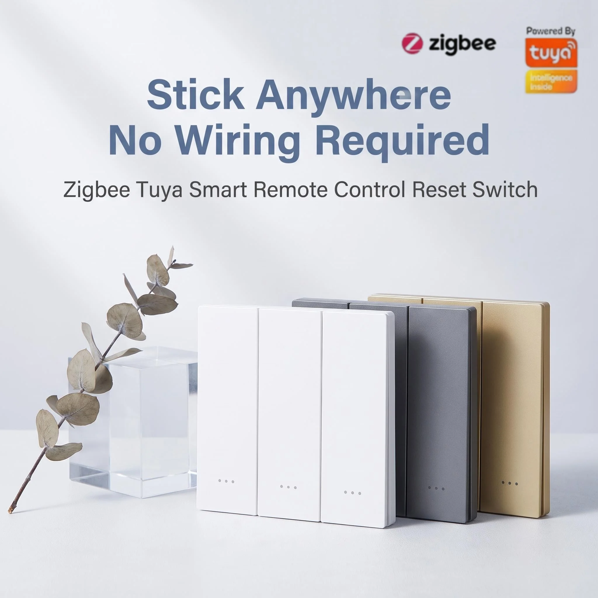 Tuya Zigbee 4/6 Gang Big Button Scene Switch Wireless Stick-on Smart Home Scenario Controller Battery Operated