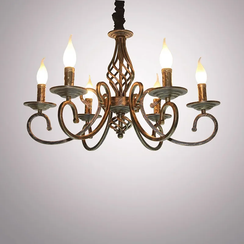

Retro Chandelier for American Country Style Creative Industrial Wind Wrought Iron Personality Cafe Bar Restaurant Hanging Light