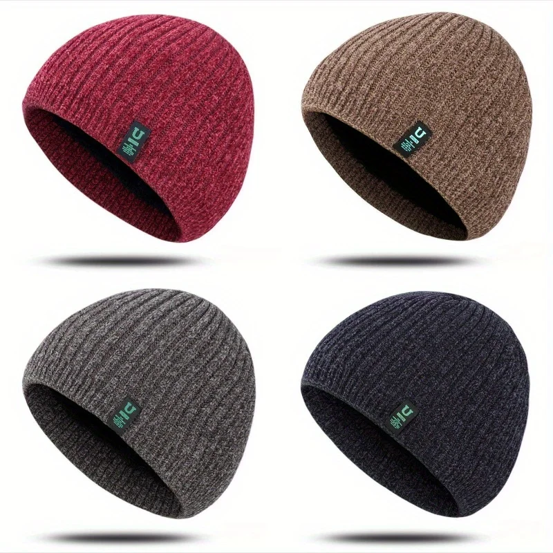 Men's Autumn and Winter Warm and Fluffy Woolen Hat, Outdoor Cycling Ear Protection and Cold Proof Pullover Hat