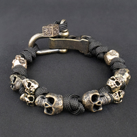 The Skull Army Paracord Bracelet Mens Vintage Skeleton Paracord Woven Bracelet Gothic Adjustable Braided Handstring Jewelry Gift