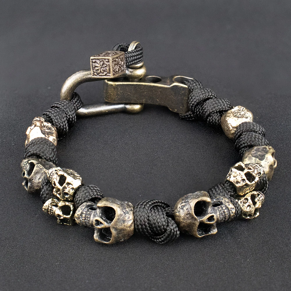 The Skull Army Paracord Bracelet Mens Vintage Skeleton Paracord Woven Bracelet Gothic Adjustable Braided Handstring Jewelry Gift