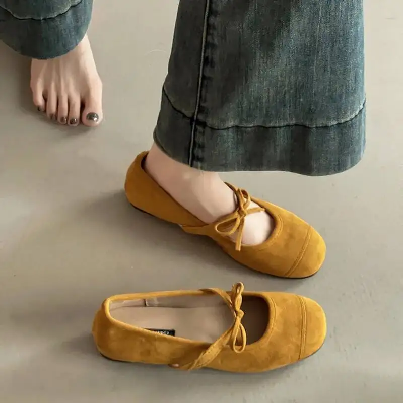 Bowknot Flat Shoes For Women Autumn French Ballet One Strap Buckle Versatile Mary Jane Shoes