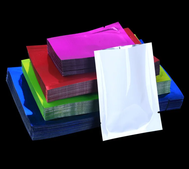 100PCS Open Top Glossy Aluminum Foil Packaging Bag Heat Sealing Tea Biscuit Bakery Beaf Meat Snack Chocolate Soap Salt Pouches