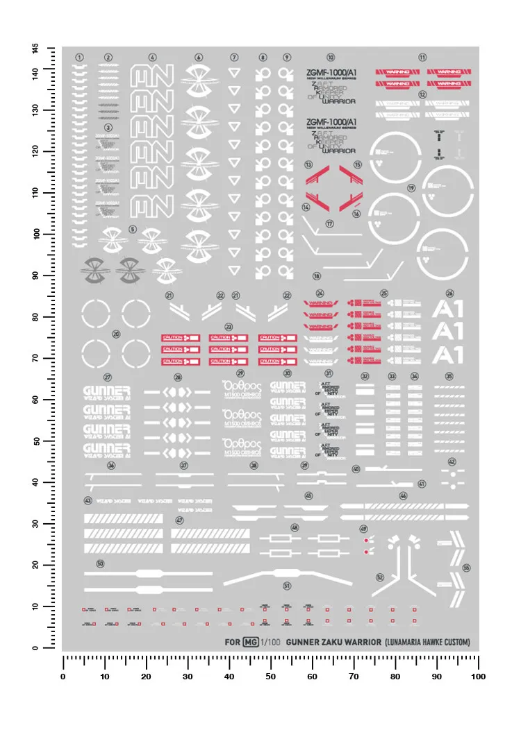 Water Sticker MG100 MG Zagu Warriors Luna Model Tool